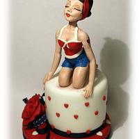 Pin up in love cake topper