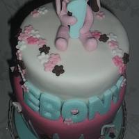 Ebony's first birthday cake- pink rabbit