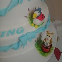 Beatrix potter themed christening cake