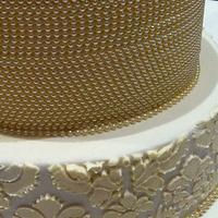 Wedding cake pearls and peonies