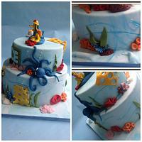 Underwater Mickey themed 1st Birthday cake 