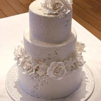White winter shimmer wedding cake