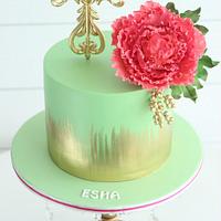 Baptism Cake- Mint and watermelon colour