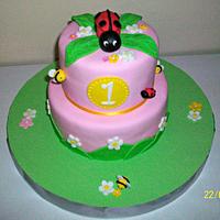 First year old, bee and ladybug cake