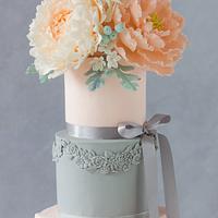 Hexagonal marbled wedding cake 