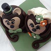 Monkey Couple Wedding Cake