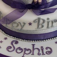 Purple and silver 21st birthday cake 