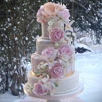 Pastel floral wedding cake