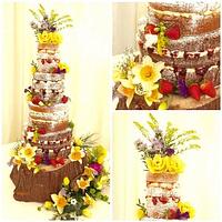 Tickety Boo cakes - naked wedding cake with spring flowers