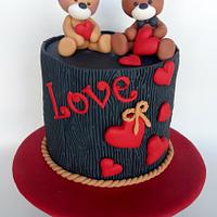 Bears  in love cake