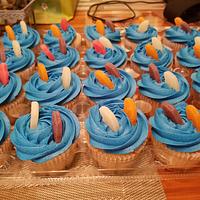 Bait Bucket Birthday Cake with matching cupcakes