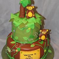 Baby Shower Cake Theme Twin Monkeys