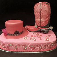 Cowgirl Boot And Hat party cake