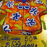Tropical Hawaiian shirt cake 100% buttercream
