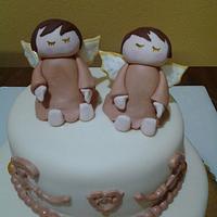 twins baptism cake