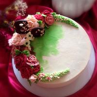Cream Flowers Cake