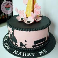 Paris Theme Wedding Proposal Cake
