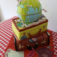 Travel themed weddingcake