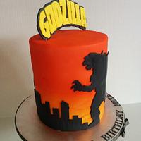 Godzilla silhouette cake