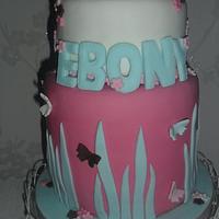 Ebony's first birthday cake- pink rabbit