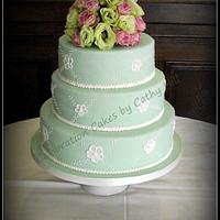 Pale Sage Green Wedding Cake