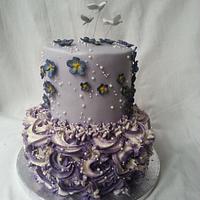 Bird and Violets Cake