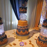 Indigo Blue and Gold Indian wedding cake