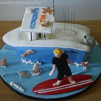 Fishing Boat cake with Surfer