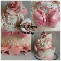 TOPSY TURVY BRIDAL SHOWER CAKE 