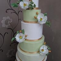 White & green wedding cake
