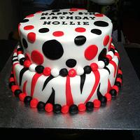 Red and black zebra stripe cake