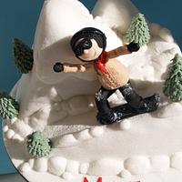 Snow boarder 21st birthday cake