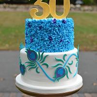 Peacock inspired birthday cake