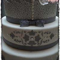 Silver and grey wedding cake