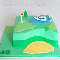 Golf Loving Speed Boat Cake
