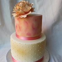 Peachy Pink Peony Cake