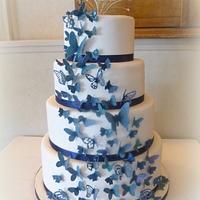 Butterfly themed wedding cake