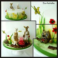 Cake with "Puppy and cat"