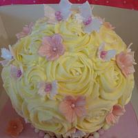 Flowers and Butterflies Giant Cupcake