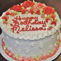 Buttercream red & white rose cake