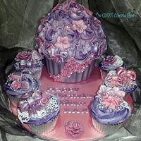 Giant cupcake in shimmery lilac and pink 