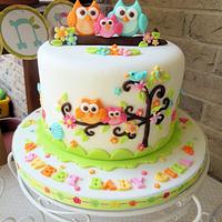 Owl Family Baby Shower Cake 
